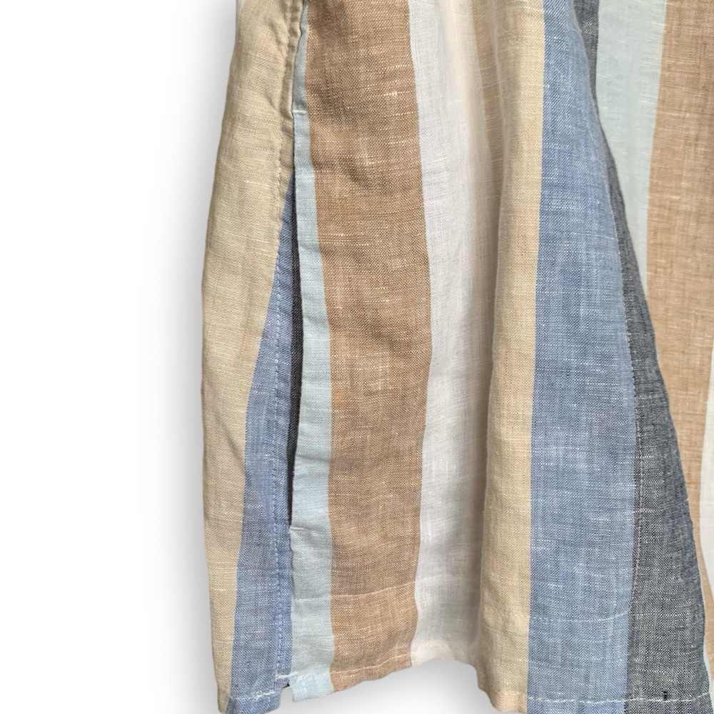 Chicos Linen Shirt Long Sleeve No-Iron Striped Tunic - Picture 5 of 15